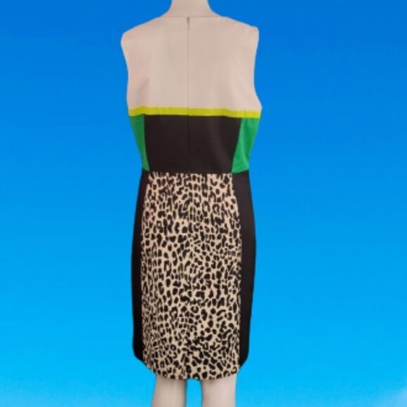 NWT! Calvin Klein Leopard Print Color Block Dress - Picture 6 of 15